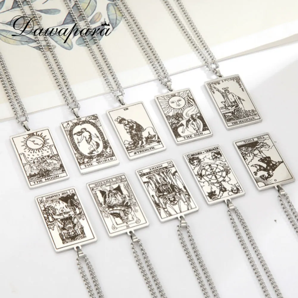 Gold Link Chain Tarot Card Necklace