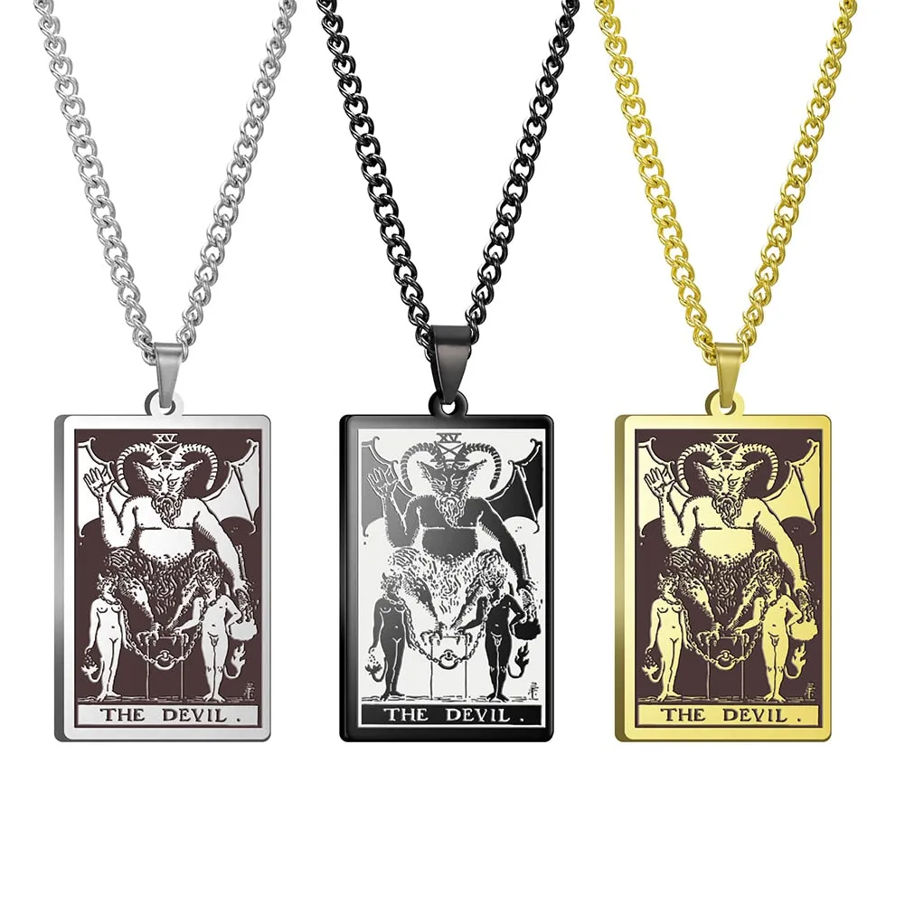 Gold Link Chain Tarot Card Necklace