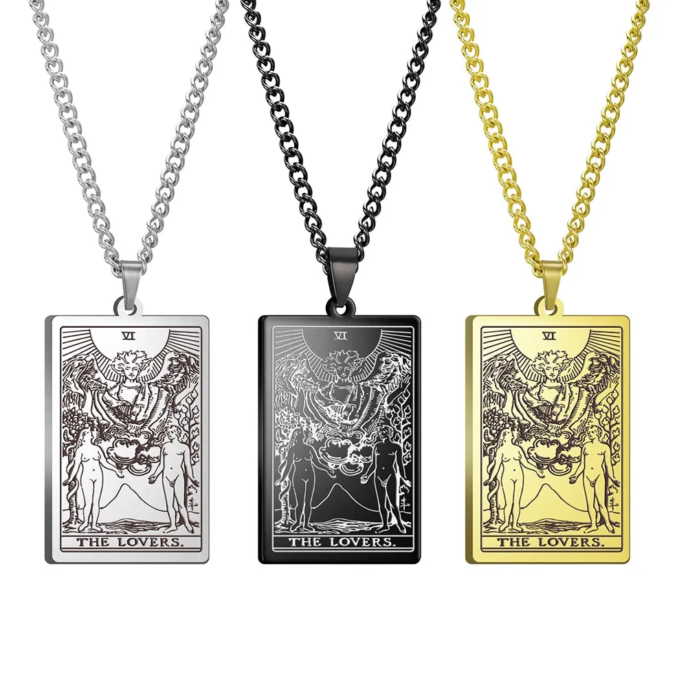 Gold Link Chain Tarot Card Necklace