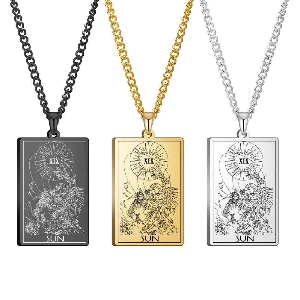 Gold Link Chain Tarot Card Necklace