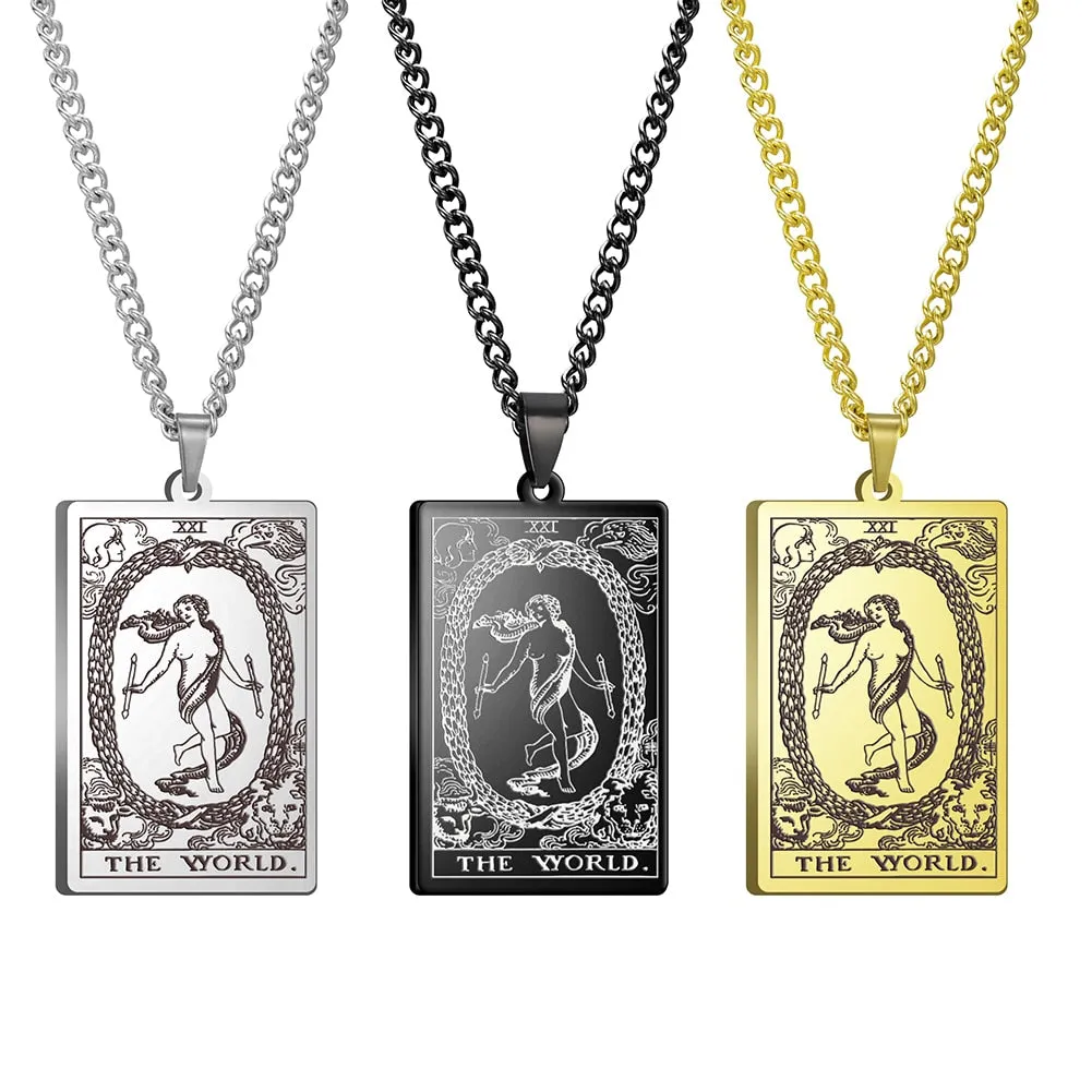 Gold Link Chain Tarot Card Necklace
