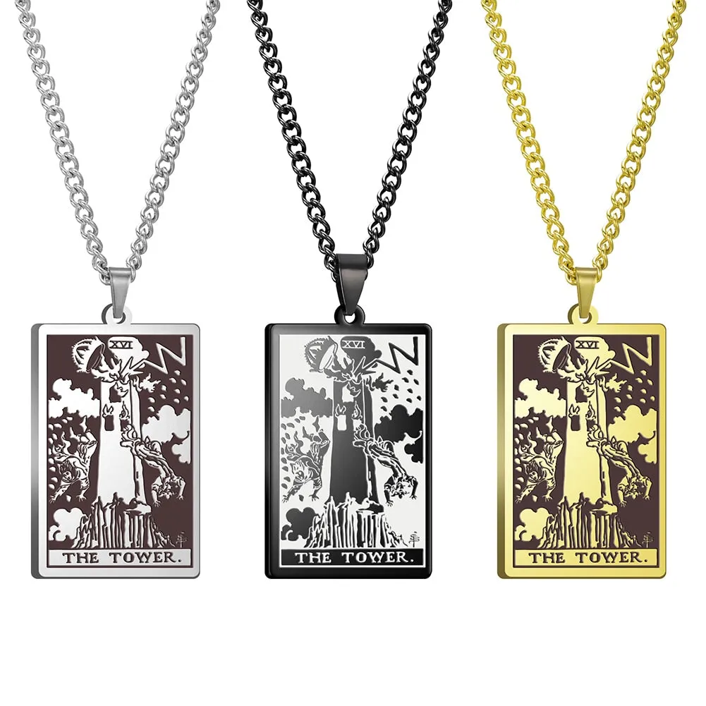 Gold Link Chain Tarot Card Necklace