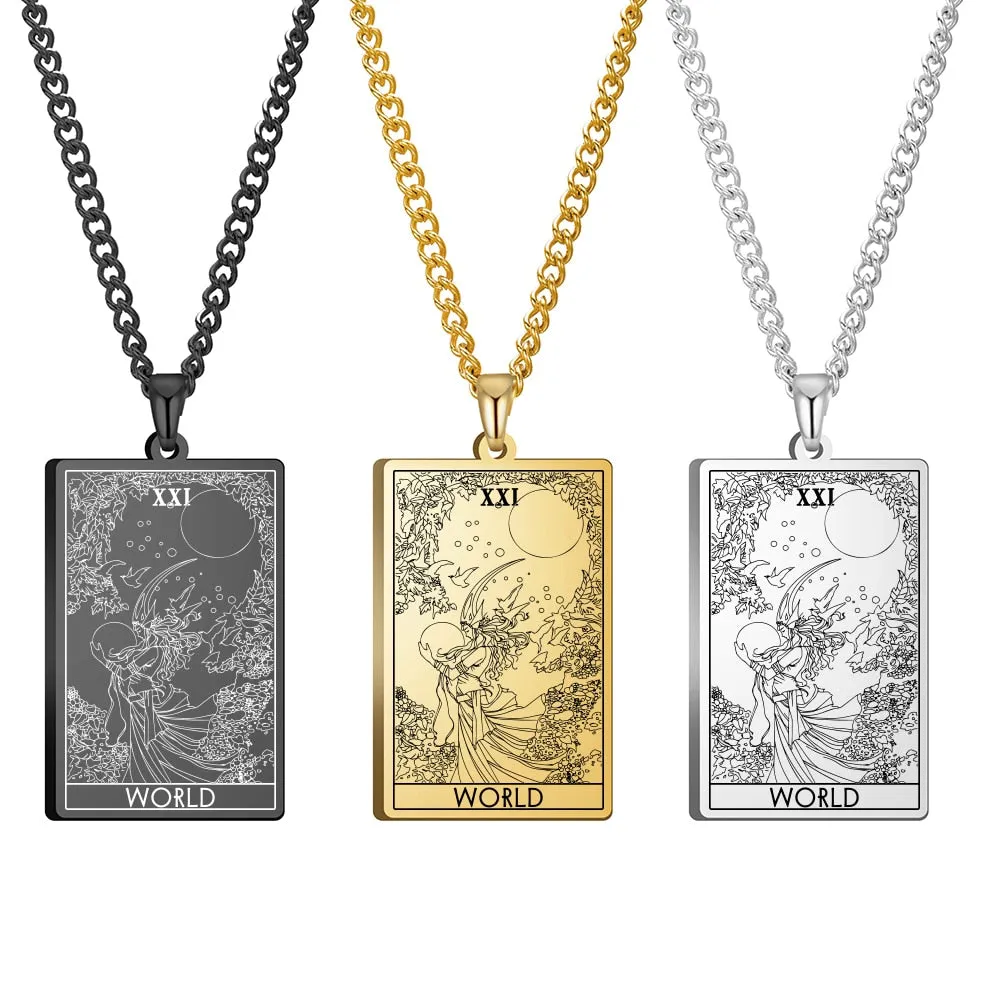 Gold Link Chain Tarot Card Necklace