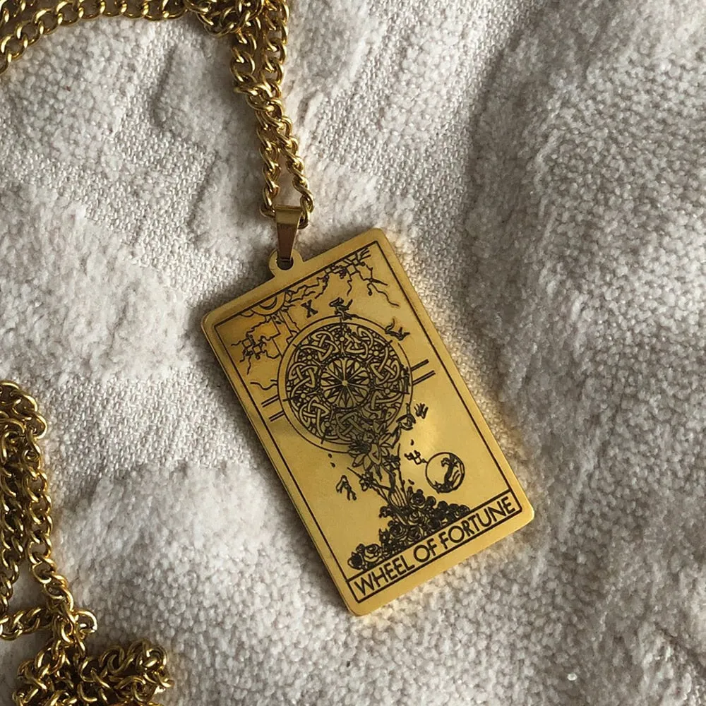 Gold Link Chain Tarot Card Necklace