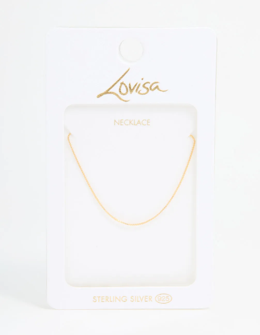 Gold Plated Sterling Silver Box Link Adjustable Necklace