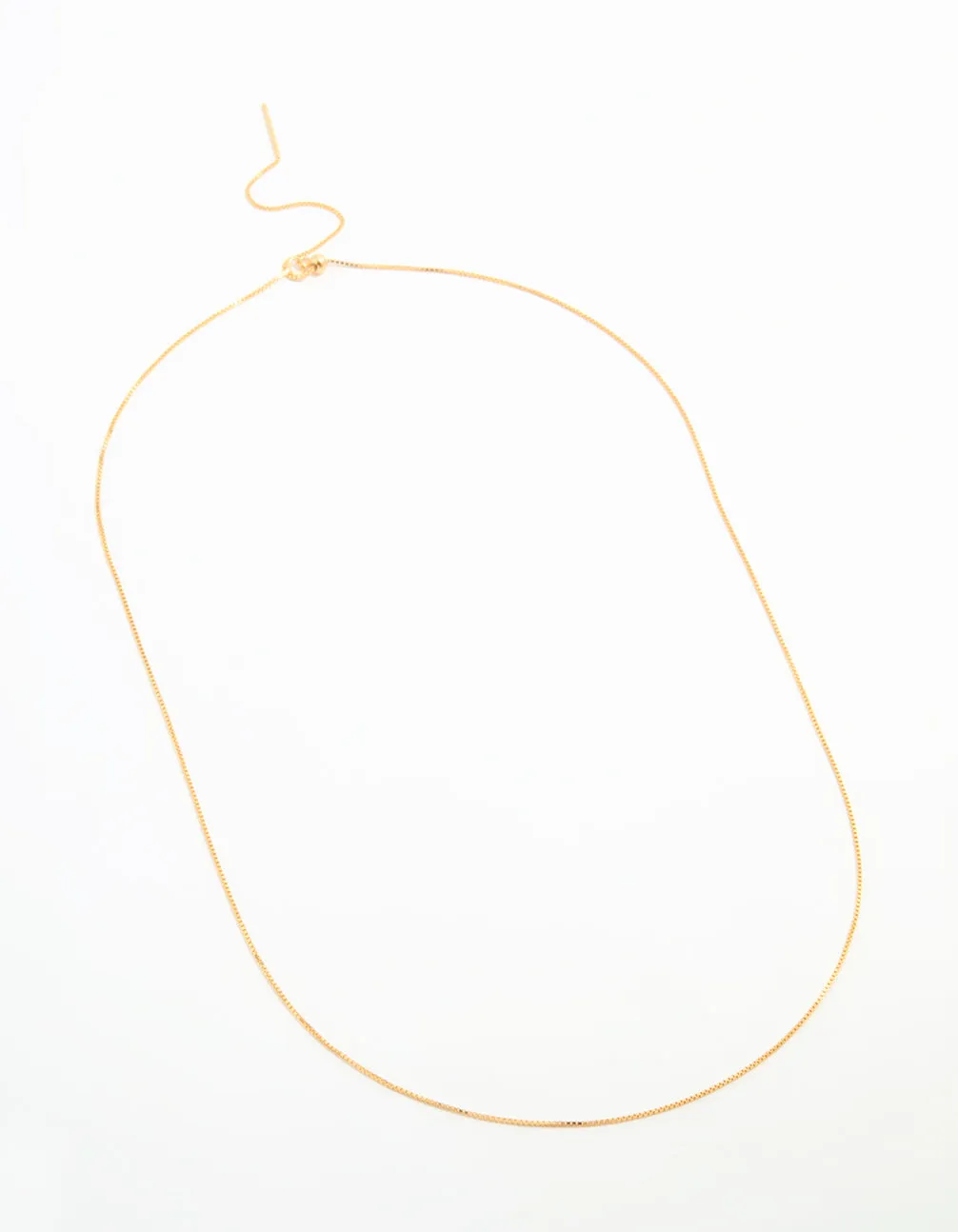 Gold Plated Sterling Silver Box Link Adjustable Necklace