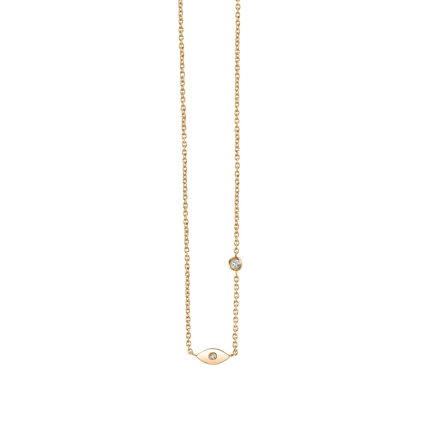Gold Plated Sterling Silver Eye Necklace with Bezel Set Diamond