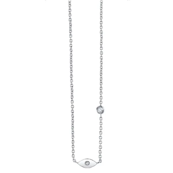 Gold Plated Sterling Silver Eye Necklace with Bezel Set Diamond