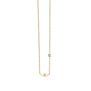 Gold Plated Sterling Silver Eye Necklace with Bezel Set Diamond