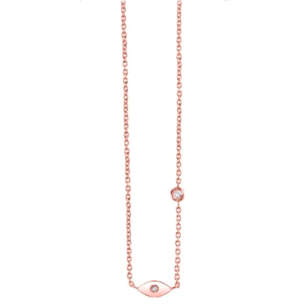 Gold Plated Sterling Silver Eye Necklace with Bezel Set Diamond