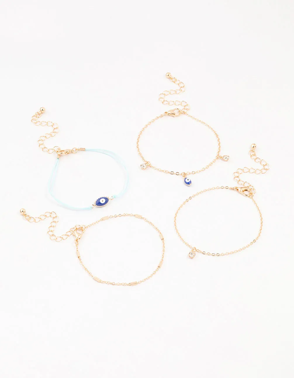 Gold Tab Evil Eye Bracelets 4-Pack