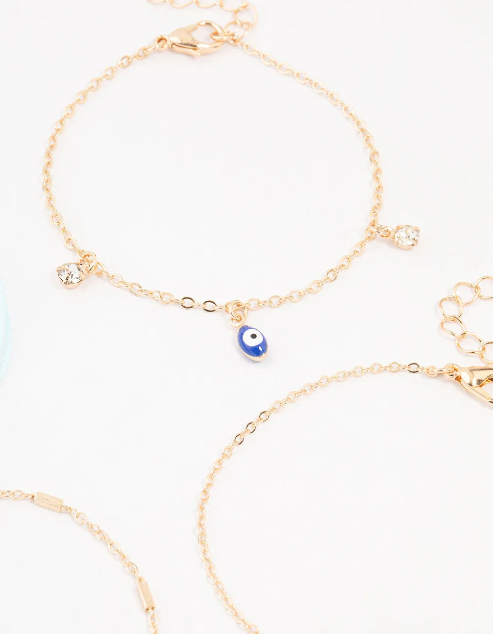 Gold Tab Evil Eye Bracelets 4-Pack