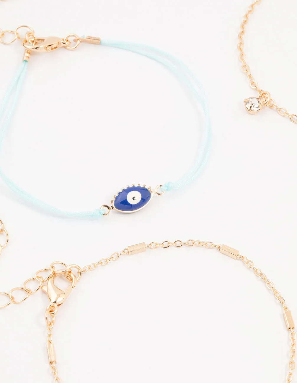 Gold Tab Evil Eye Bracelets 4-Pack