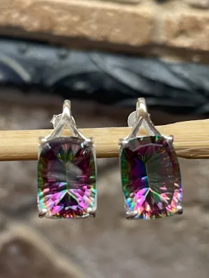 Gorgeous 10ct Mystic Topaz 925 Solid Sterling Silver Earrings 20mm