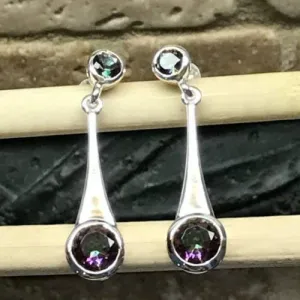 Gorgeous 2ct Mystic Topaz 925 Solid Sterling Silver Earrings 30mm