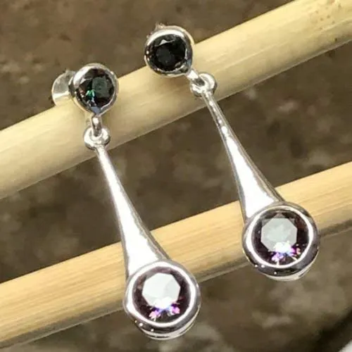 Gorgeous 2ct Mystic Topaz 925 Solid Sterling Silver Earrings 30mm