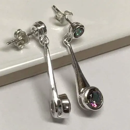 Gorgeous 2ct Mystic Topaz 925 Solid Sterling Silver Earrings 30mm