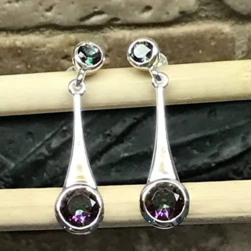 Gorgeous 2ct Mystic Topaz 925 Solid Sterling Silver Earrings 30mm