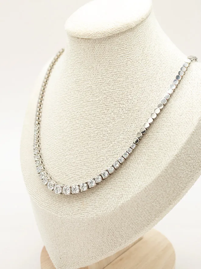 Graduated Lab Diamond Half Tennis Necklace