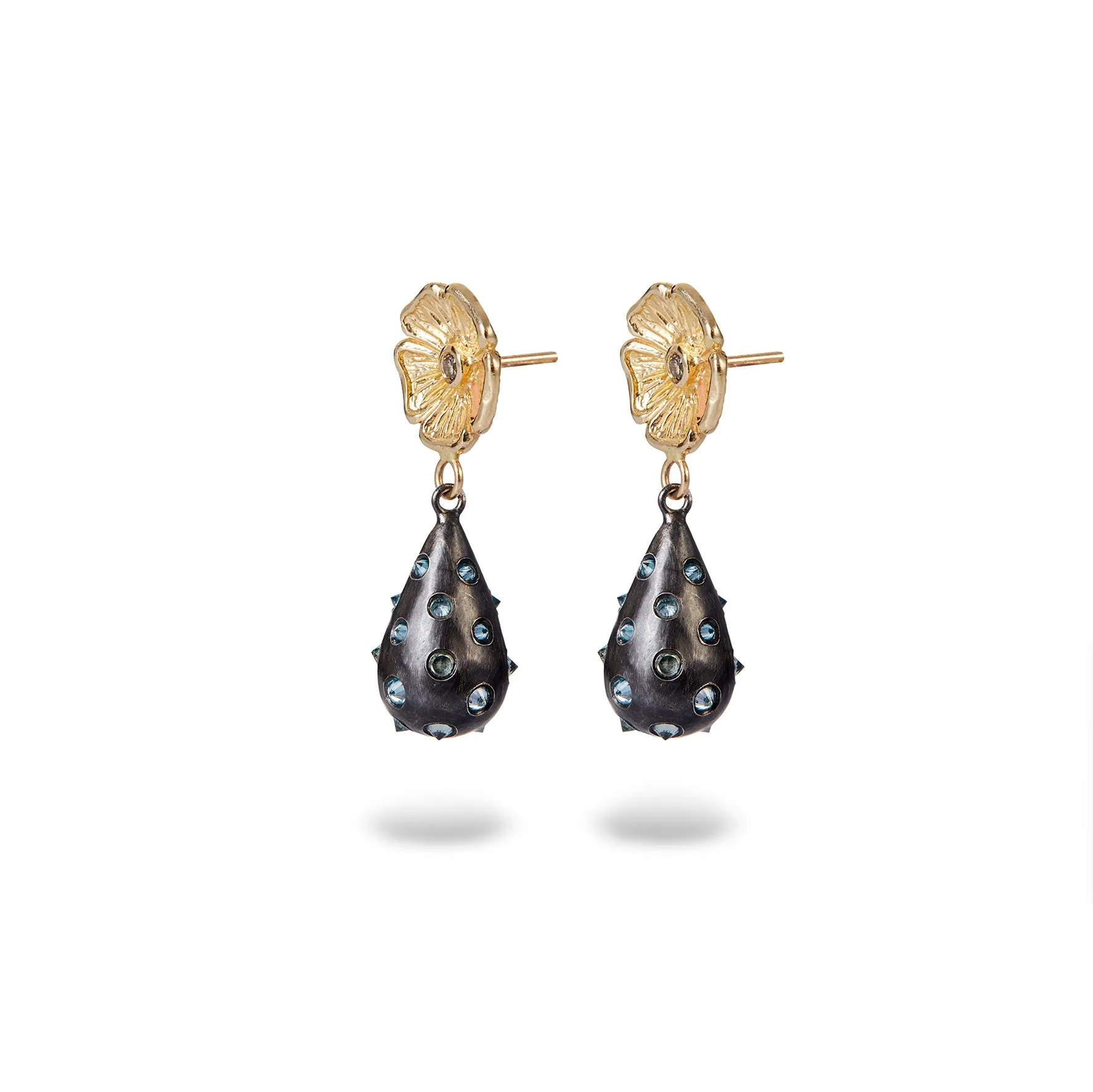 GRAND PRIMROSE POLKA DOT SPIKE DROP EARRINGS
