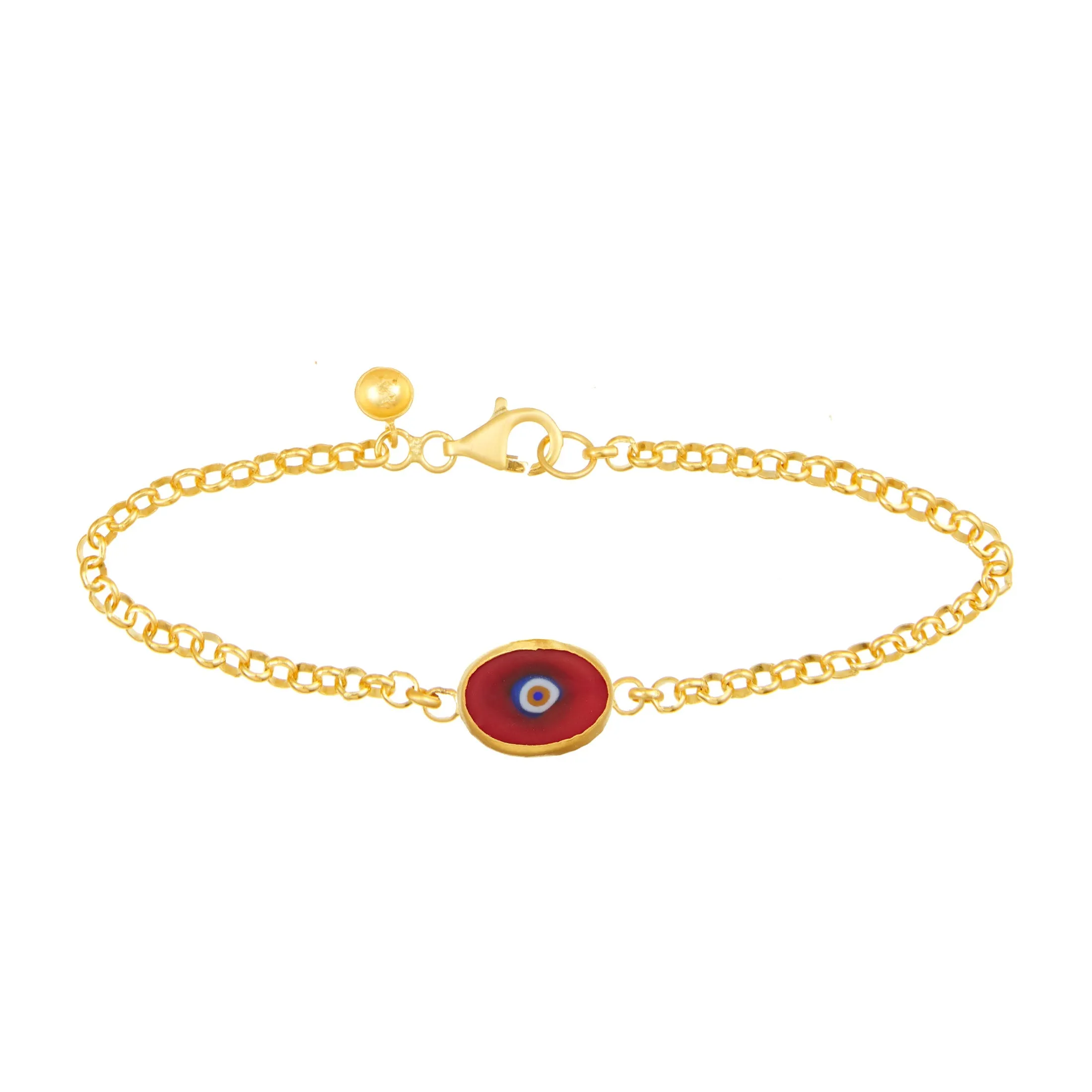 Green Protection Single JuJu Evil Eye Bracelet in 18K Gold