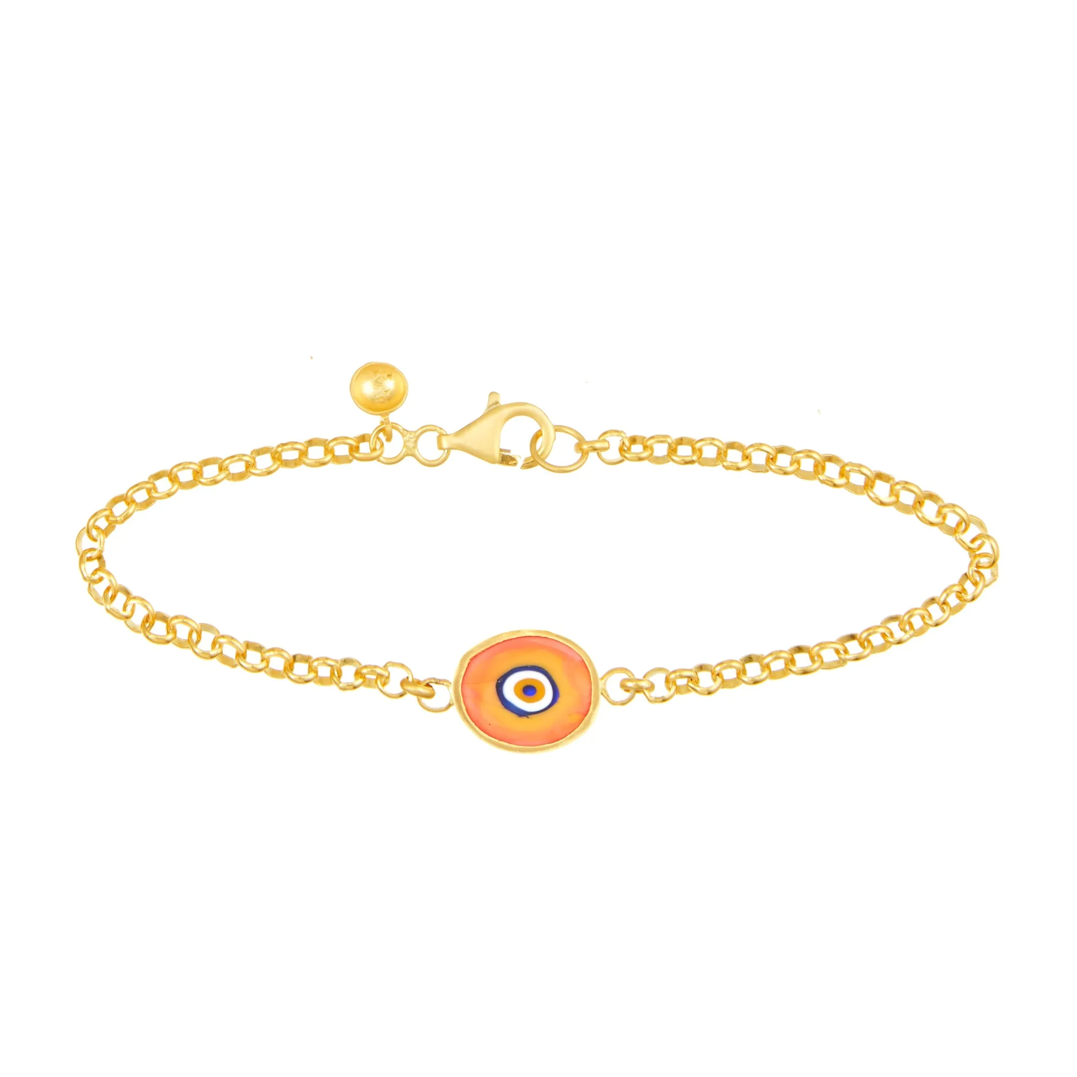 Green Protection Single JuJu Evil Eye Bracelet in 18K Gold
