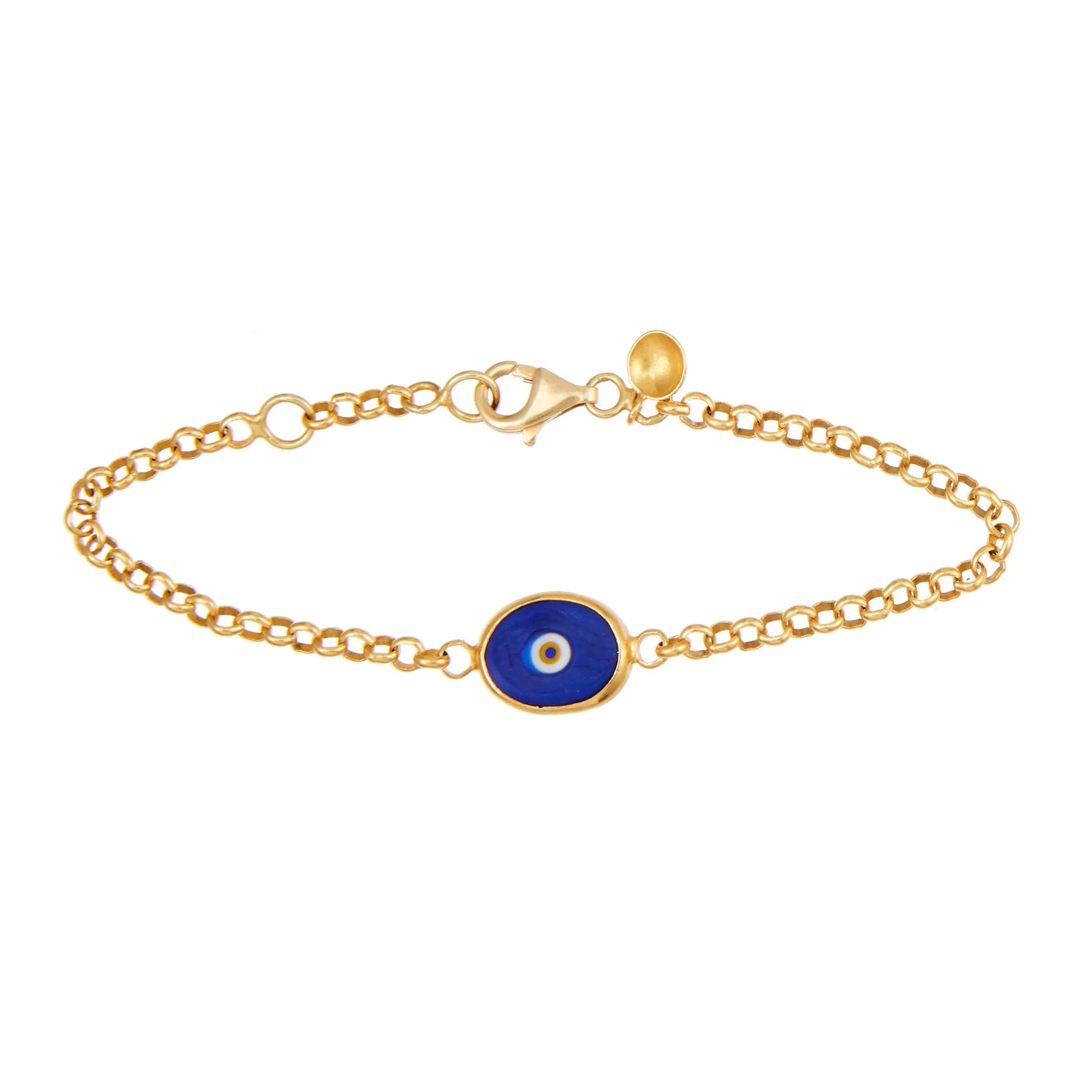 Green Protection Single JuJu Evil Eye Bracelet in 18K Gold