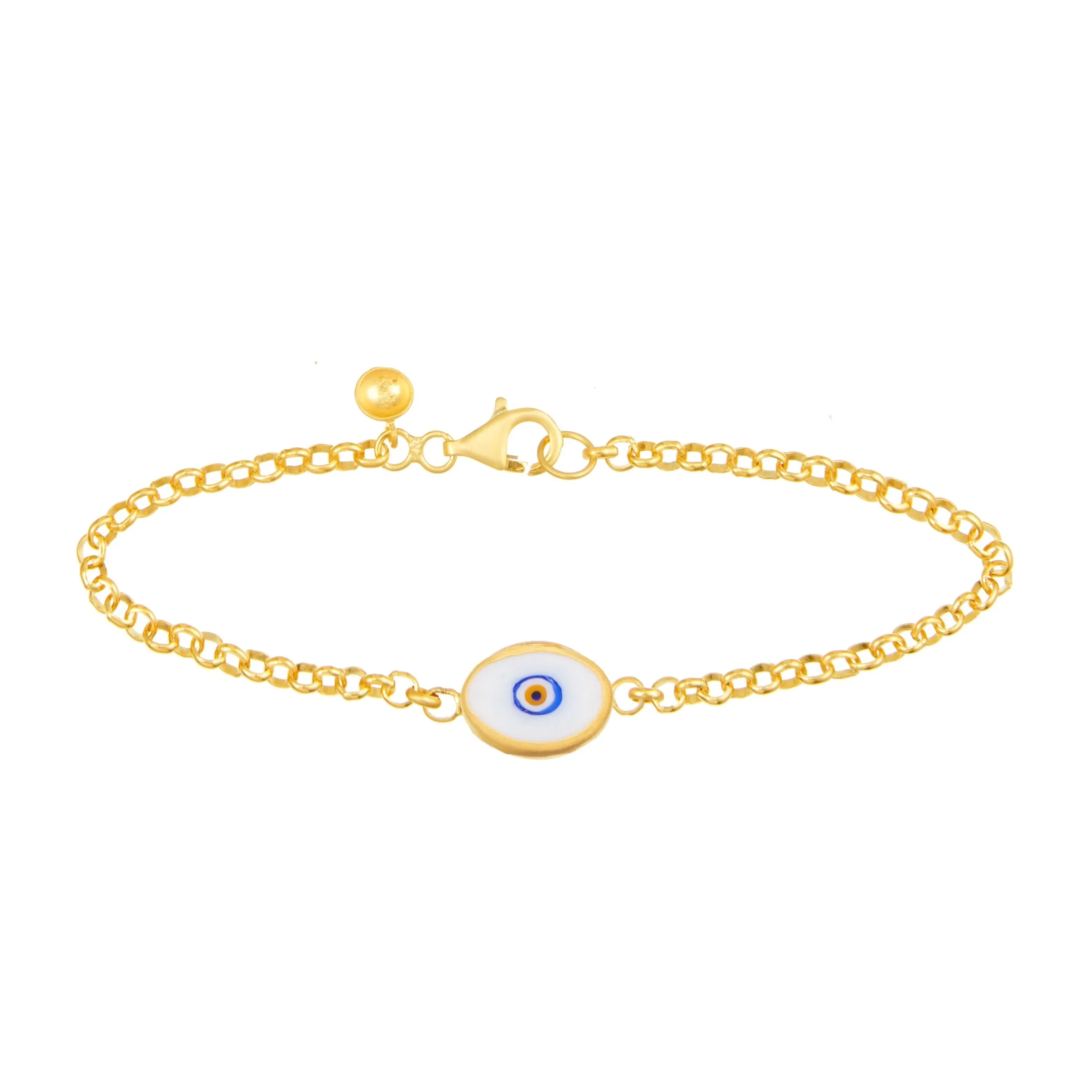 Green Protection Single JuJu Evil Eye Bracelet in 18K Gold