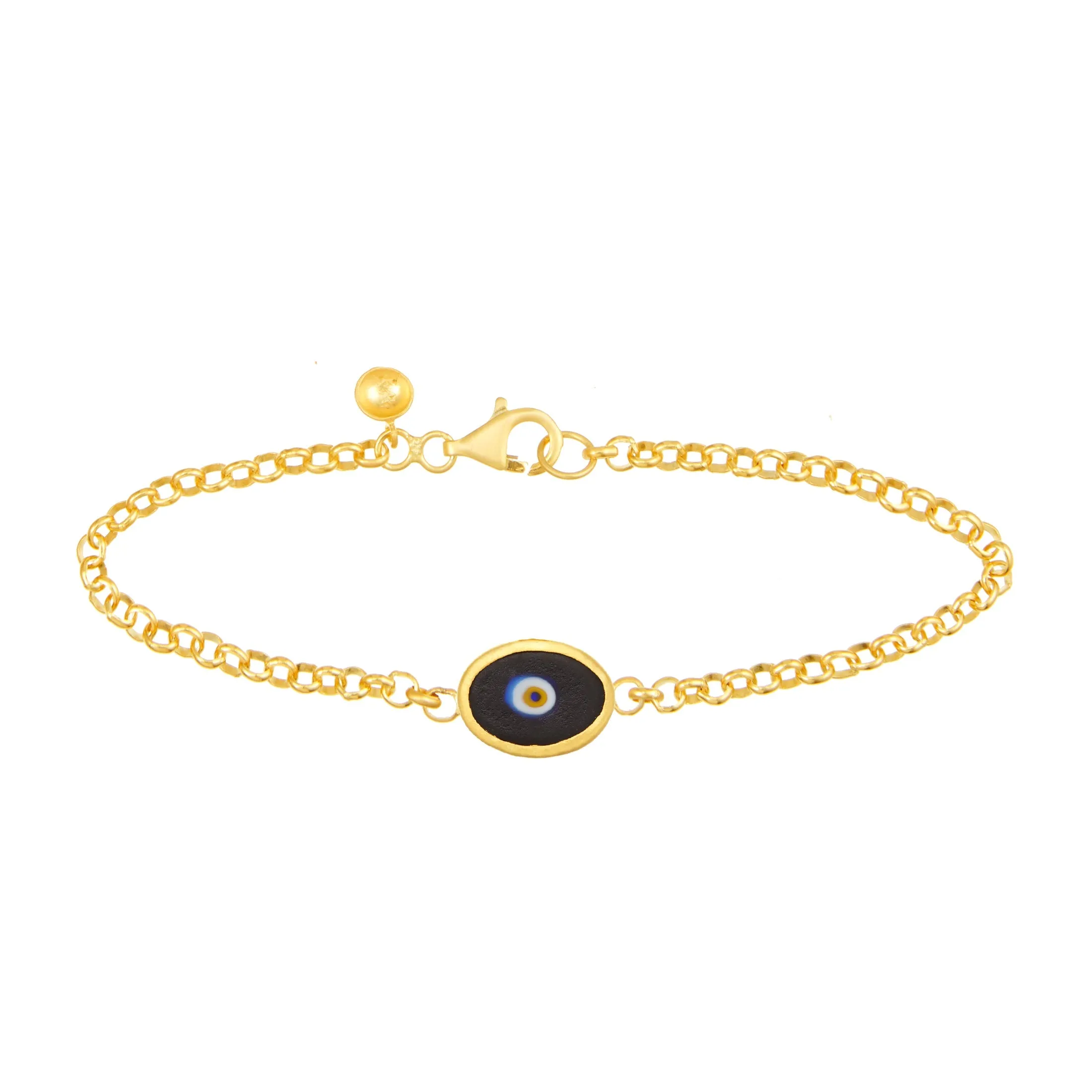 Green Protection Single JuJu Evil Eye Bracelet in 18K Gold