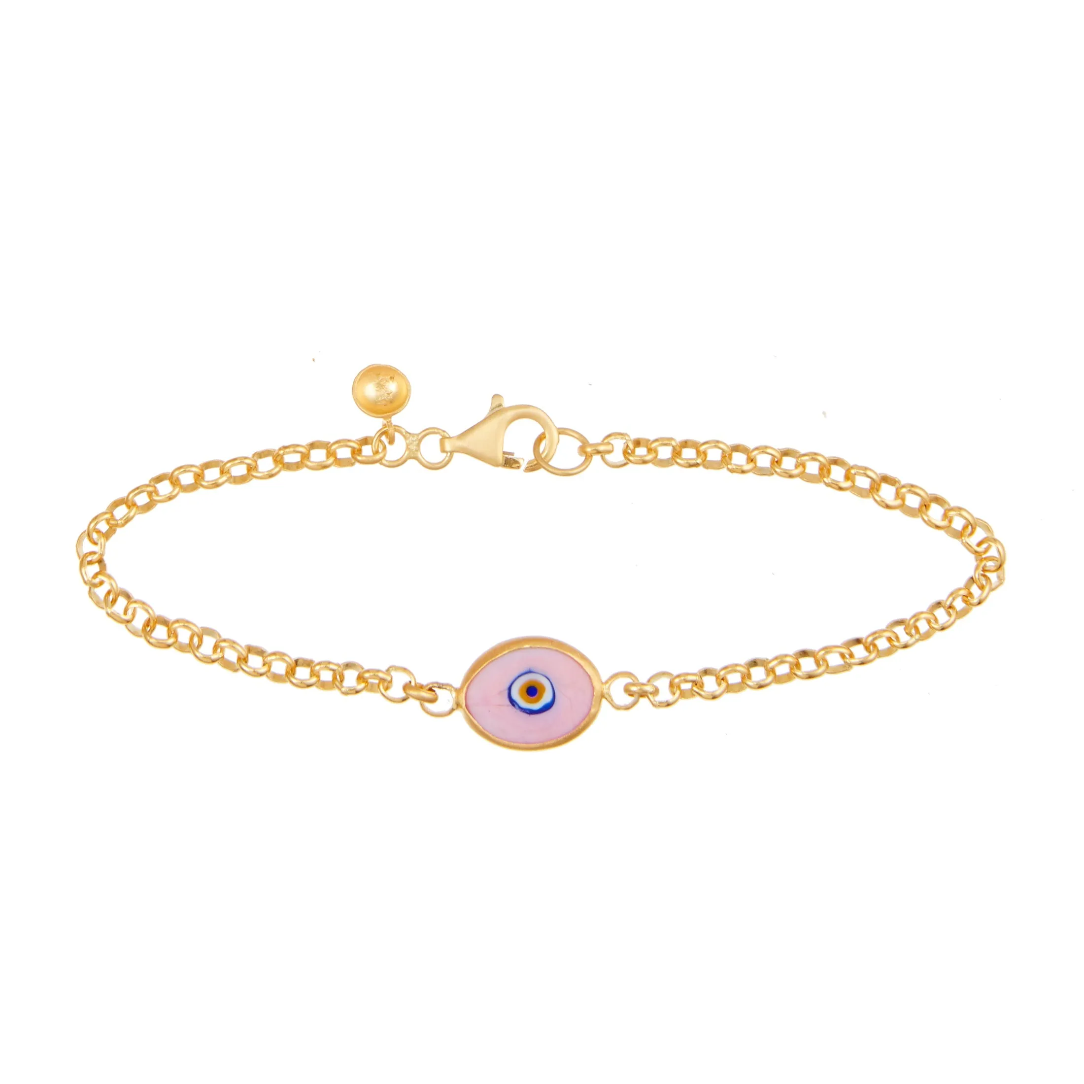 Green Protection Single JuJu Evil Eye Bracelet in 18K Gold