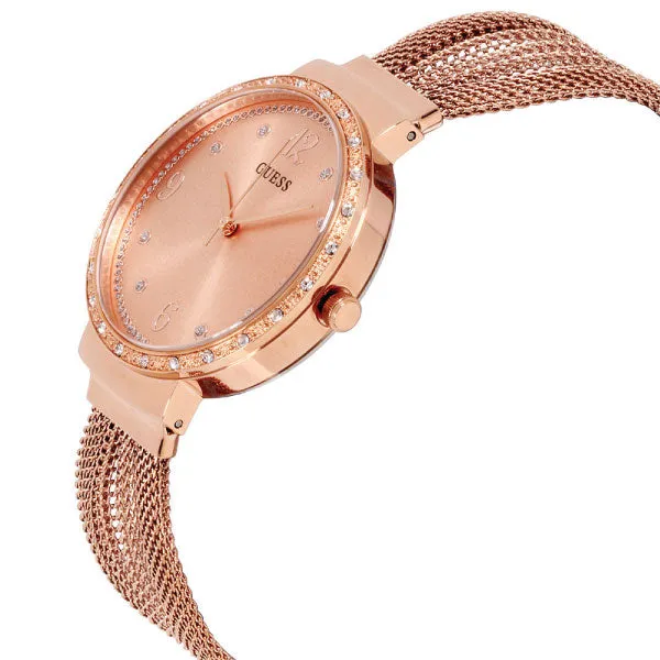 Guess Chiffon Rose Gold Stainless Steel Rose Gold Dial Quartz Watch for Ladies - W1083L3