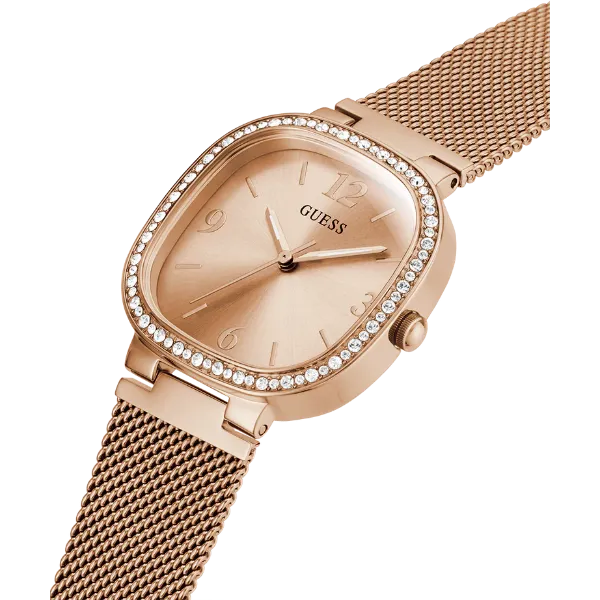 Guess Tapestry Rose Gold Mesh Bracelet Rose Gold Dial Quartz Watch for Ladies - GW0354L3
