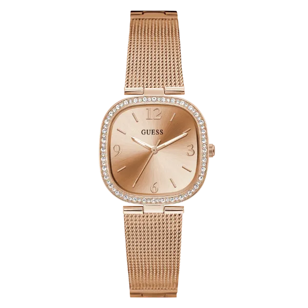 Guess Tapestry Rose Gold Mesh Bracelet Rose Gold Dial Quartz Watch for Ladies - GW0354L3