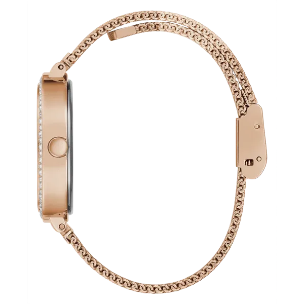 Guess Tapestry Rose Gold Mesh Bracelet Rose Gold Dial Quartz Watch for Ladies - GW0354L3