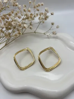 Hammered Gold Diamond Earrings
