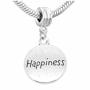 Happiness Charm Round Dangle European Bead Compatible for Most European Snake Chain Bracelet