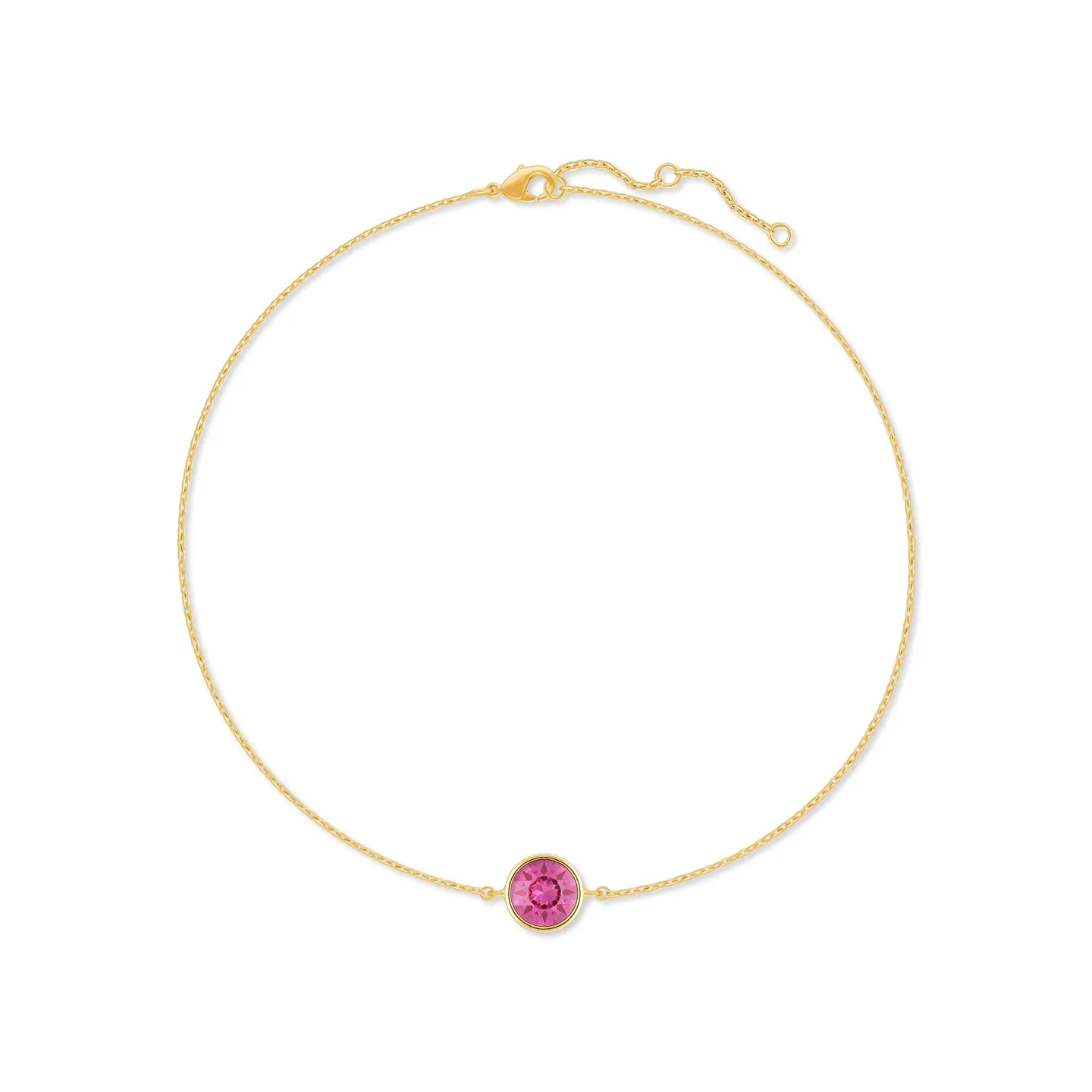 Harley Chain Bracelet with Pink Rose Round Crystals from Swarovski Gold Plated