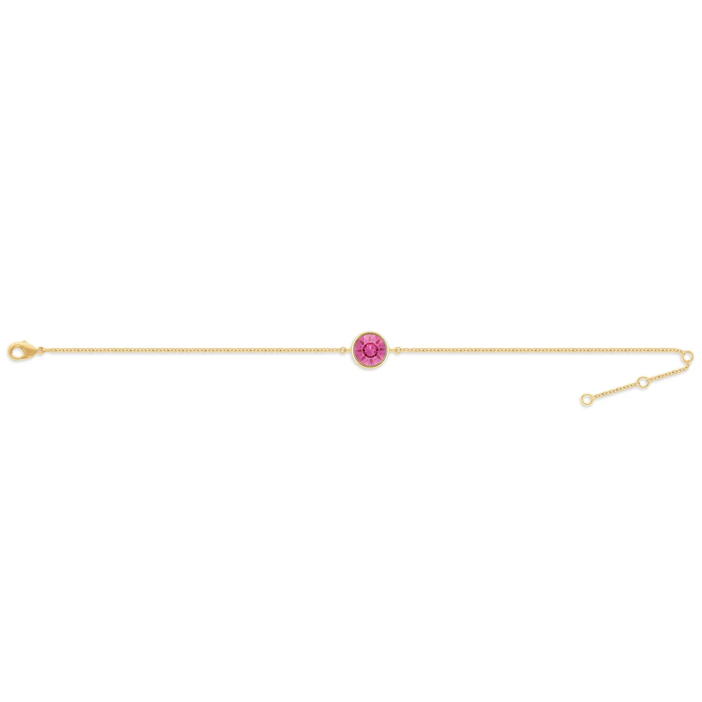 Harley Chain Bracelet with Pink Rose Round Crystals from Swarovski Gold Plated
