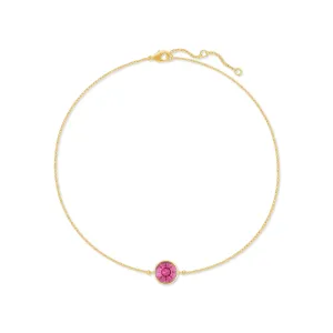 Harley Chain Bracelet with Pink Rose Round Crystals from Swarovski Gold Plated