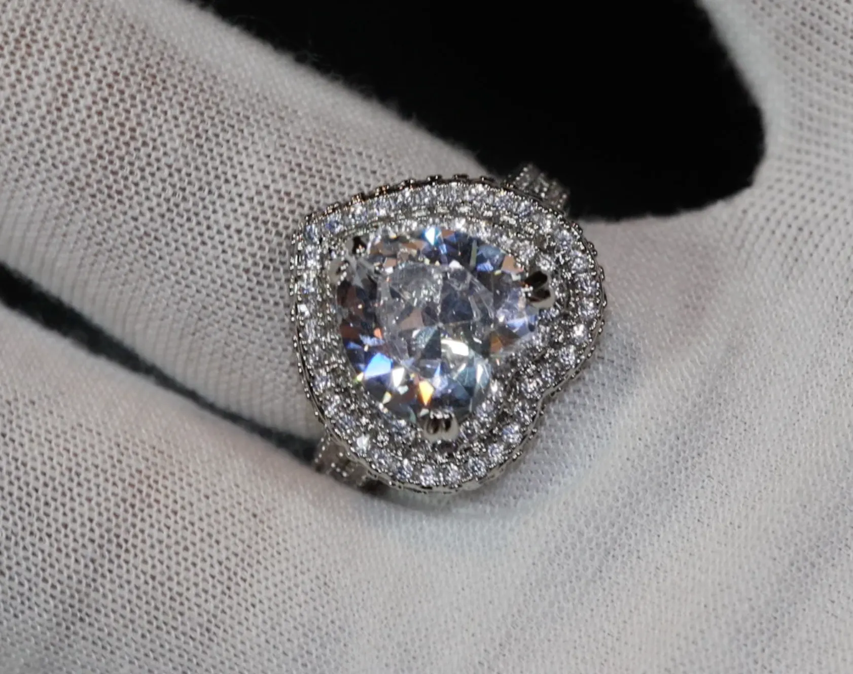 Heart Ring | Heart Rings | Iced Out Heart Ring | Halo Ring | Double Halo Ring | Heart Shape Ring |  Womens Diamond ring | Diamond Heart Ring