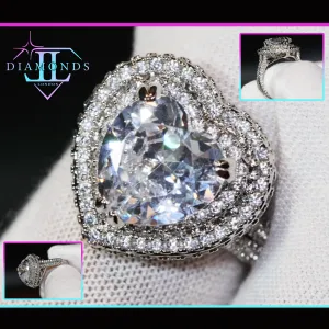 Heart Ring | Heart Rings | Iced Out Heart Ring | Halo Ring | Double Halo Ring | Heart Shape Ring |  Womens Diamond ring | Diamond Heart Ring