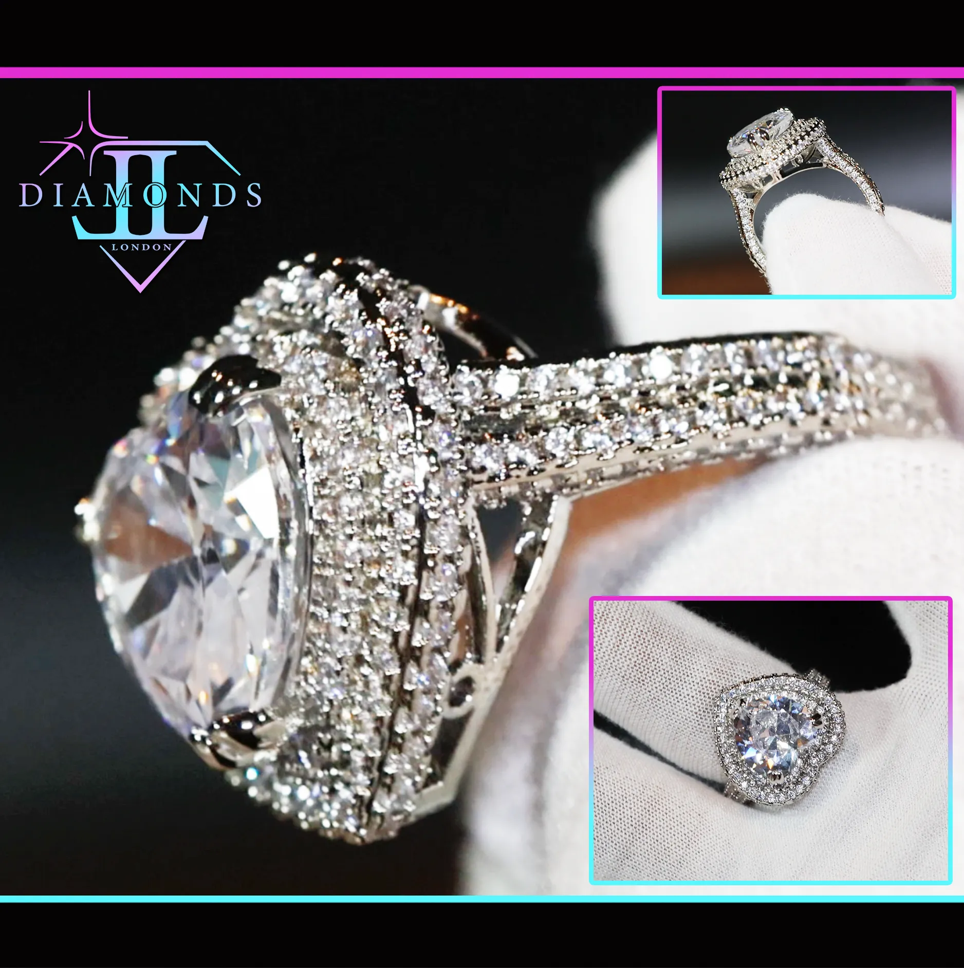 Heart Ring | Heart Rings | Iced Out Heart Ring | Halo Ring | Double Halo Ring | Heart Shape Ring |  Womens Diamond ring | Diamond Heart Ring