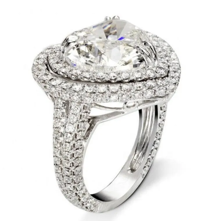 Heart Ring | Heart Rings | Iced Out Heart Ring | Halo Ring | Double Halo Ring | Heart Shape Ring |  Womens Diamond ring | Diamond Heart Ring