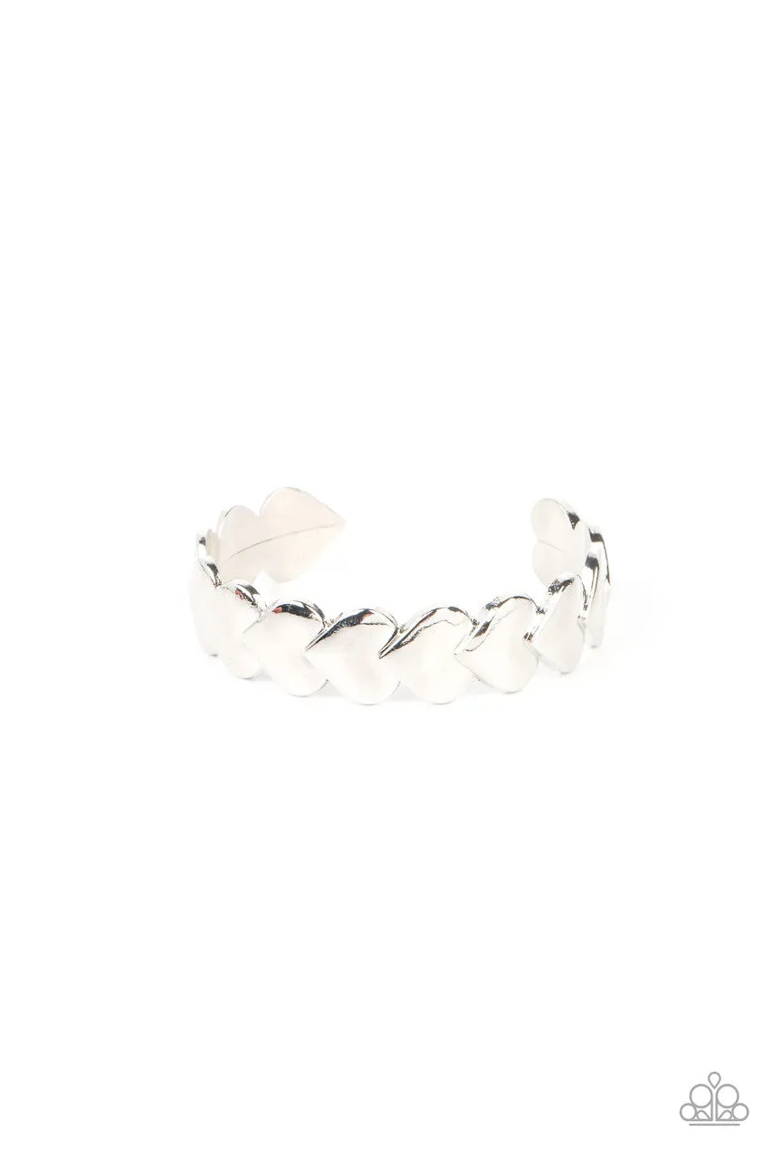 Hearts Galore - Silver - Overlapping Heart Paparazzi Cuff Bracelet