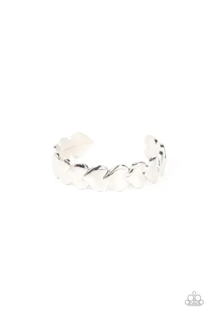 Hearts Galore - Silver - Overlapping Heart Paparazzi Cuff Bracelet
