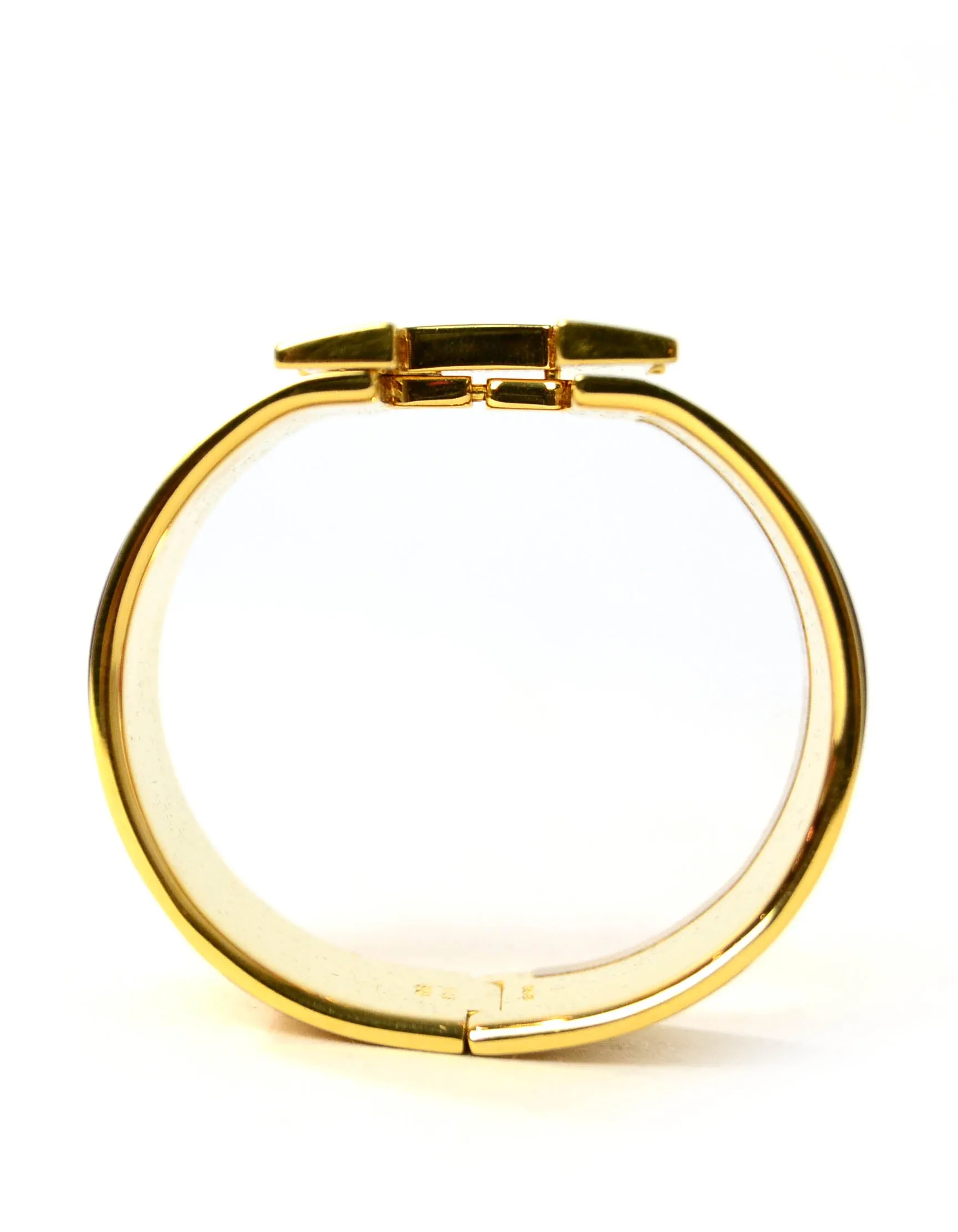 Hermes Burgundy/ Gold Enamel Extra Wide H Clic Clac Bracelet sz PM