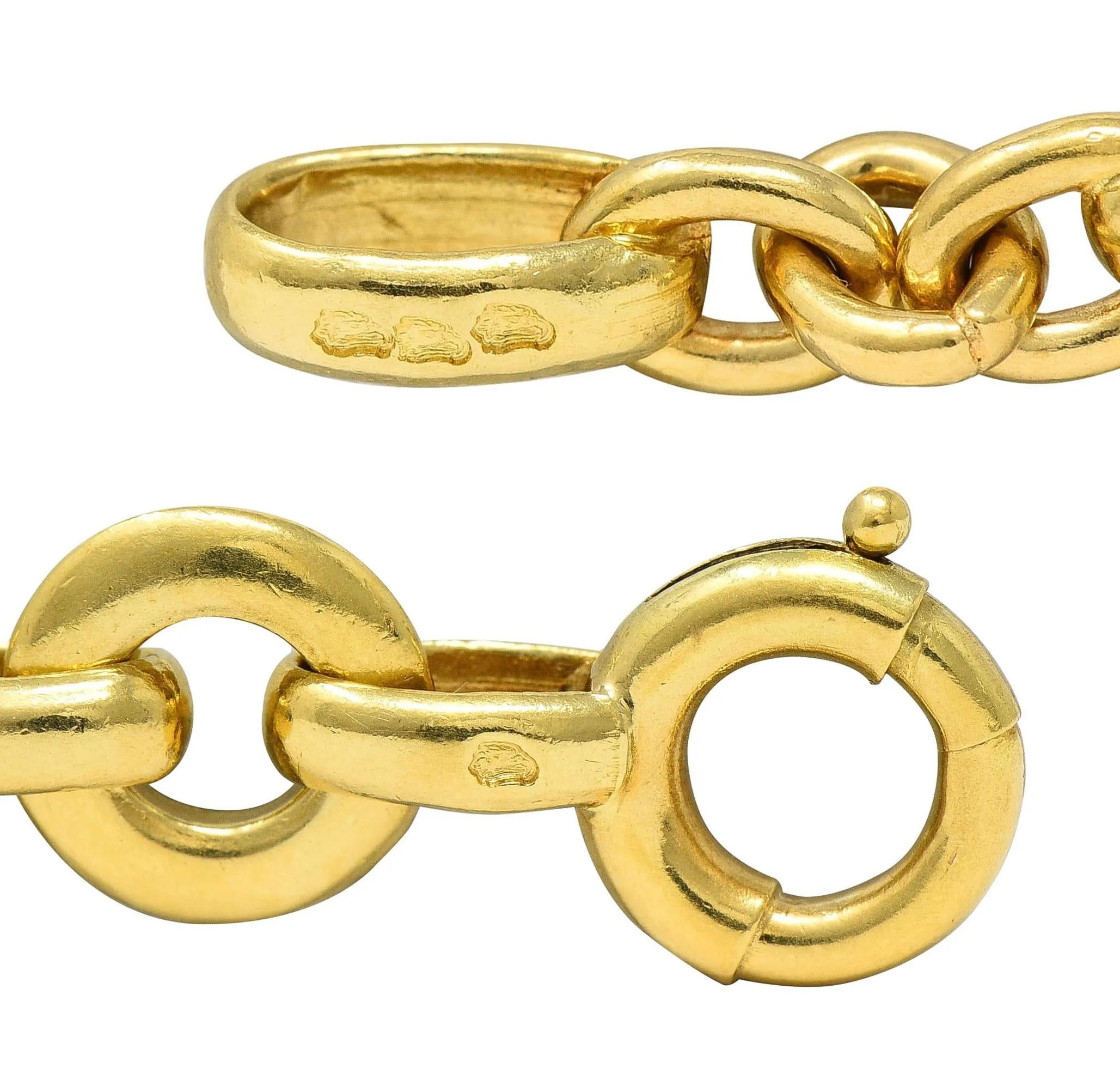 Hermés French Vintage 18 Karat Yellow Gold Horse Riding Crop Chain Link Long Necklace