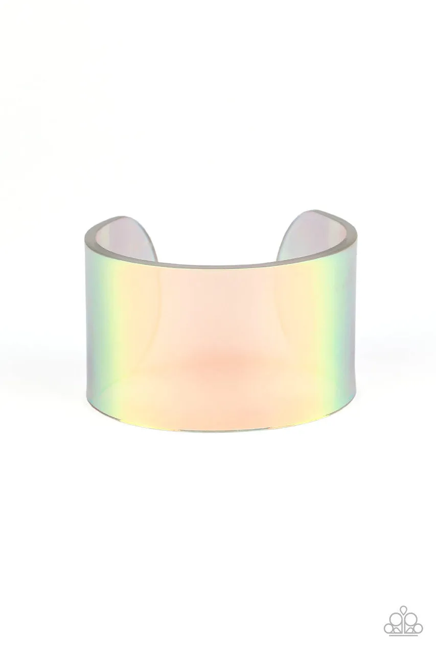 Holographic Aura - Multi - Colorful Acrylic Paparazzi Cuff Bracelet - 2020 Unwritten Convention Exclusive