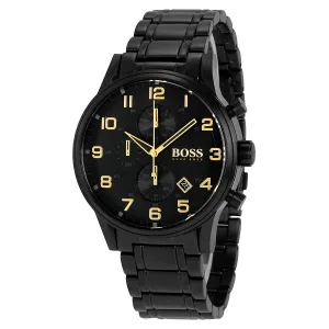 Hugo Boss Aeroliner Chronograph Black Dial Black Ion-plated Men's Watch 1513275