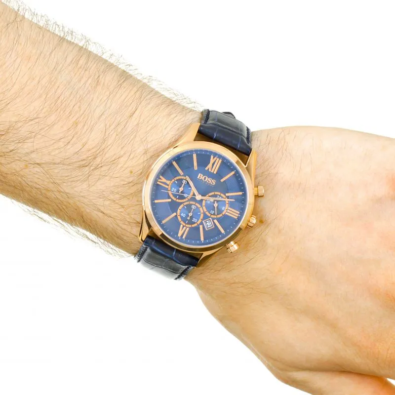 Hugo Boss Ambassador Chronograph Blue Dial Men's Watch 1513320 (Defect)